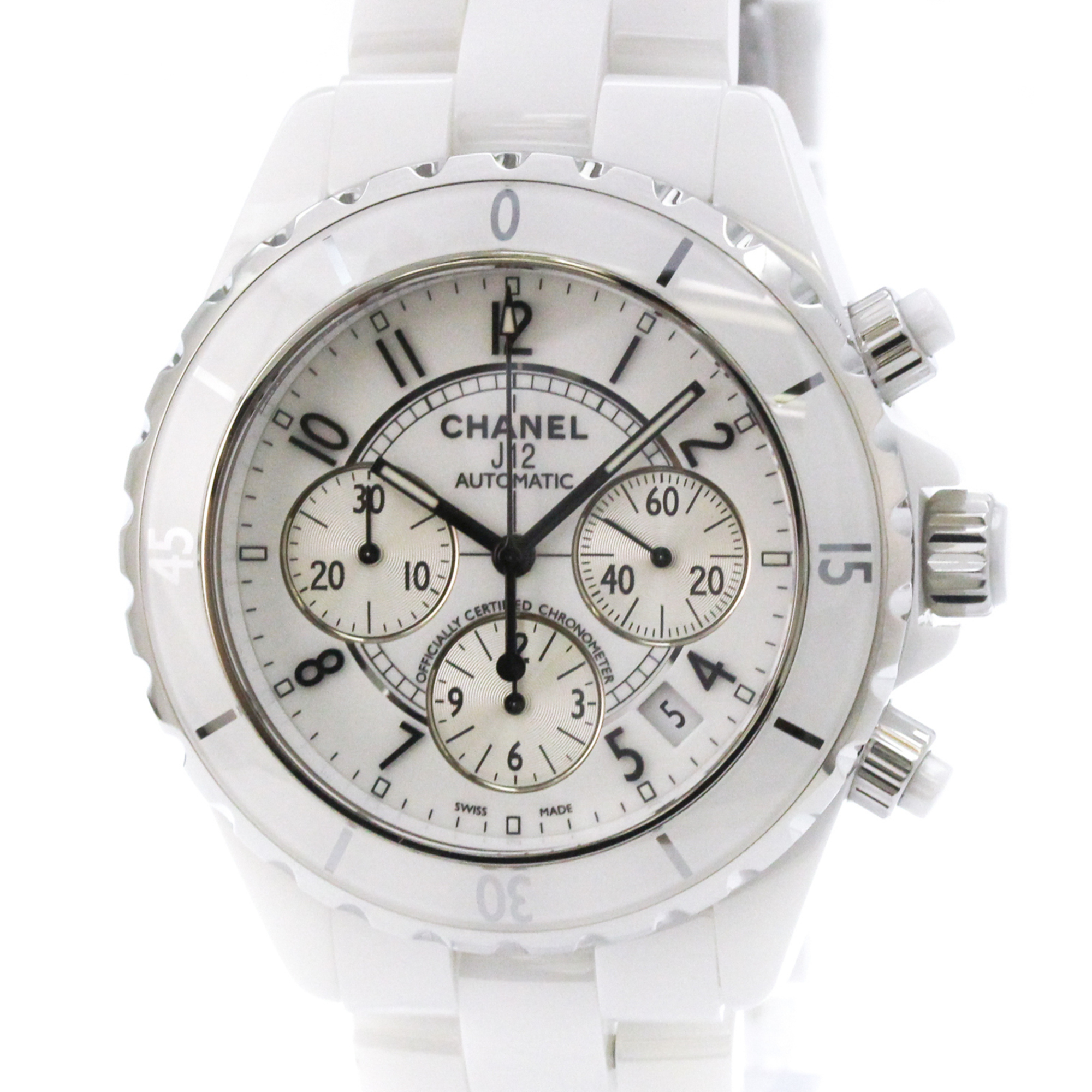 Chanel J12 Chronograph Ceramic Automatic Mens Watch H1007 Polished